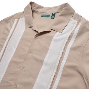 Cubavera Guayabera Shirt Mens 4XLT Tan Embroidered Panel Big Tall